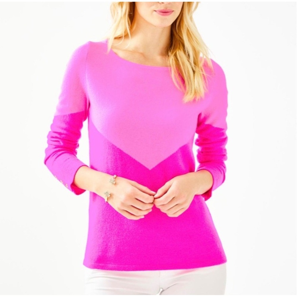 Lilly Pulitzer Brigitte 100% Cashmere Sweater XL Pink NWT Preppy Luxury Knit